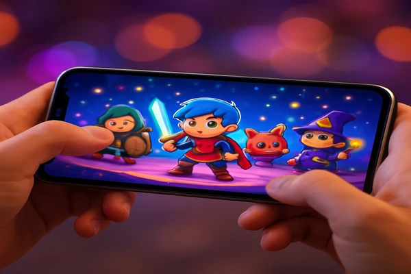 একজন ব্যবহারকারী স্মার্টফোনে স্বাচ্ছন্দ্যে অনলাইন গেম খেলে আনন্দ উপভোগ করছেন