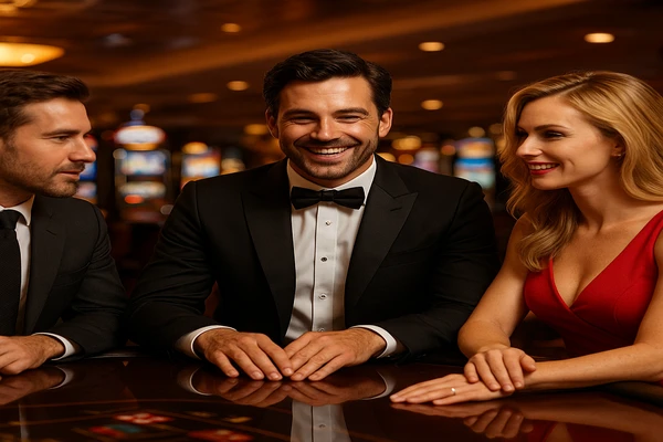 রঙিন স্লট মেশিনগুলো ও আলোর ছটায় ভরা জুয়ার পরিবেশ