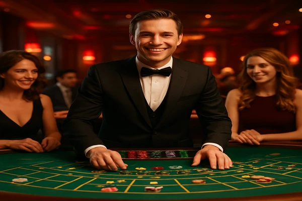 একজন পুরুষ ব্যক্তি অনলাইন গেমে জয়ী হওয়ার আনন্দ উদযাপন করছেন; চারপাশে গেমিং প্রতীকসমূহ ধীরে ধীরে ভাসছে